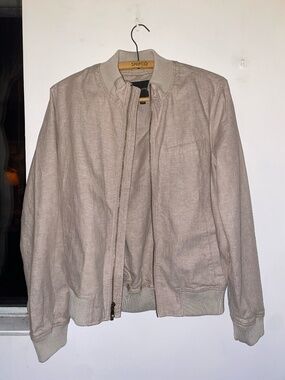 Banana Republic Khaki Linen-Style Bomber Jacket